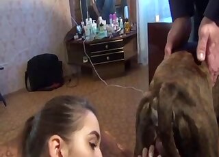 Brunette beauty with a tight body enjoys oral